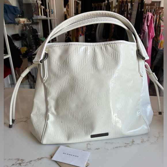Burberry Patent Leather Bilmore Tote Large Bag Vintage Genuine Leather Italy - Picture 1 of 10